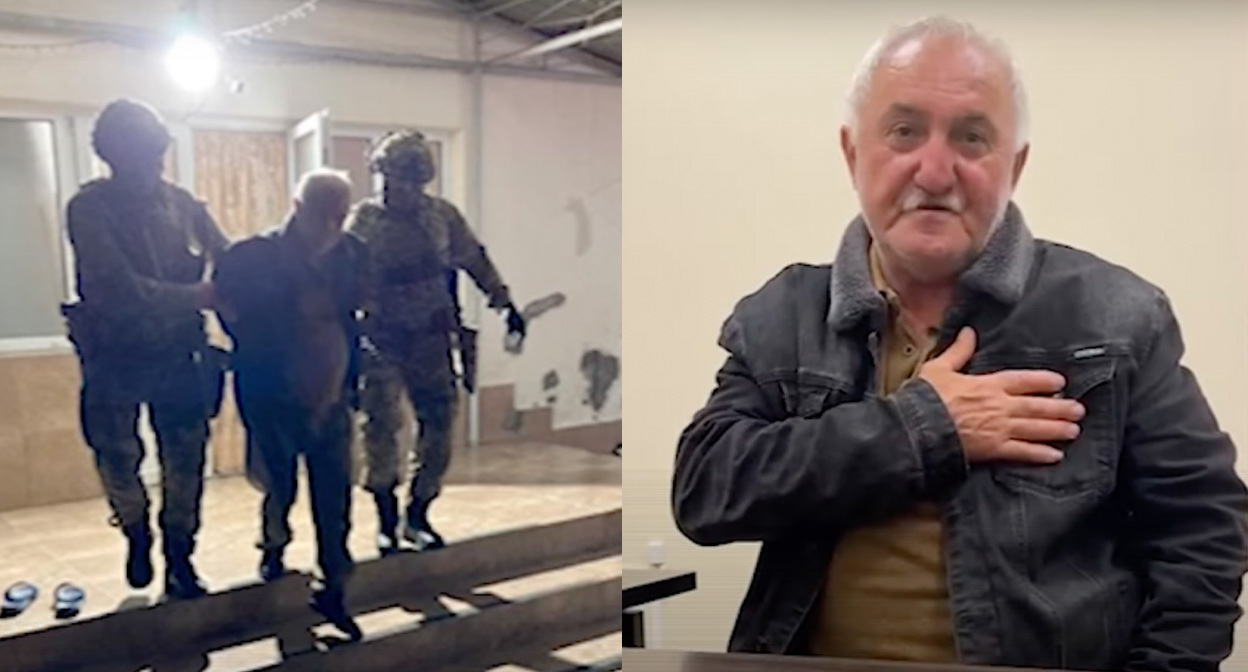 Задержание Отари Кобахидзе. Коллаж "Кавказского узла". Стоп-кадры из видео СГБ Абхазии.