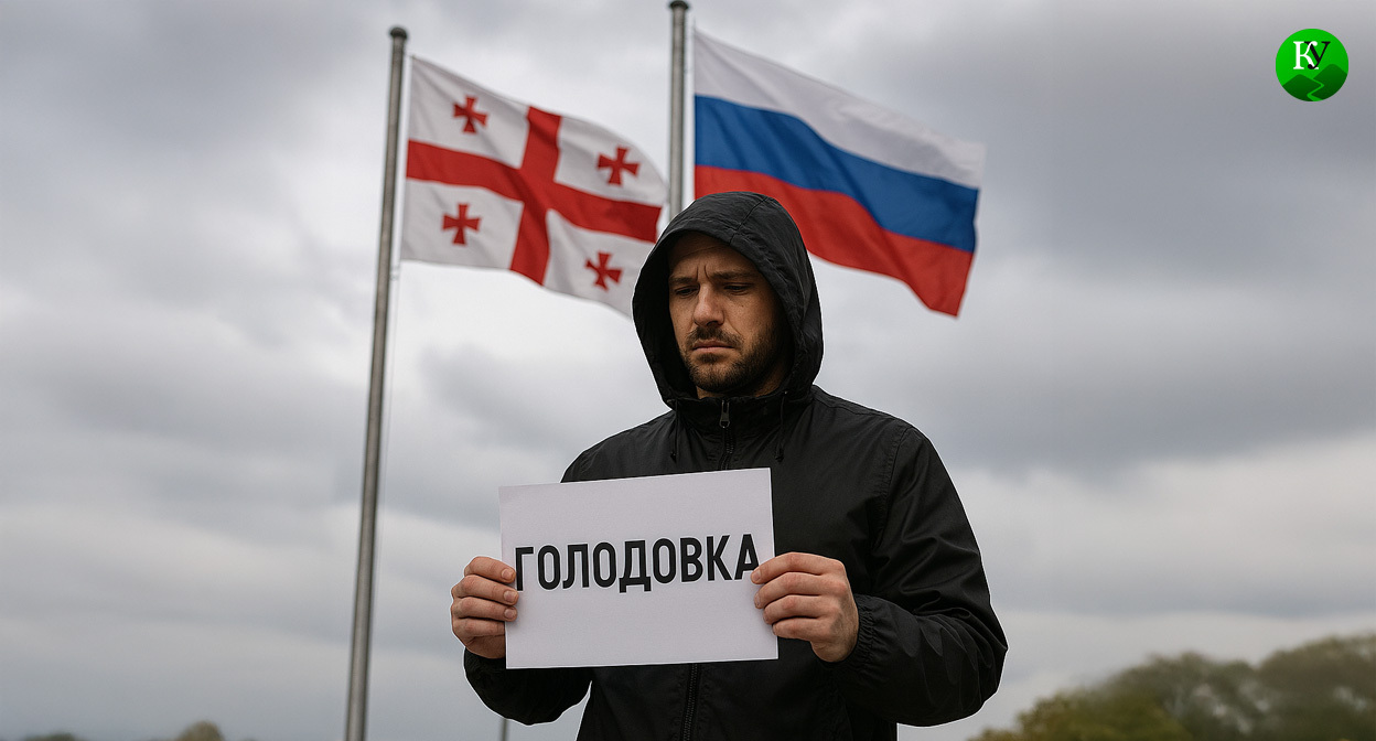 Голодовка на границе. Иллюстрация создана «Кавказским узлом» с помощью ИИ в программе Copilot