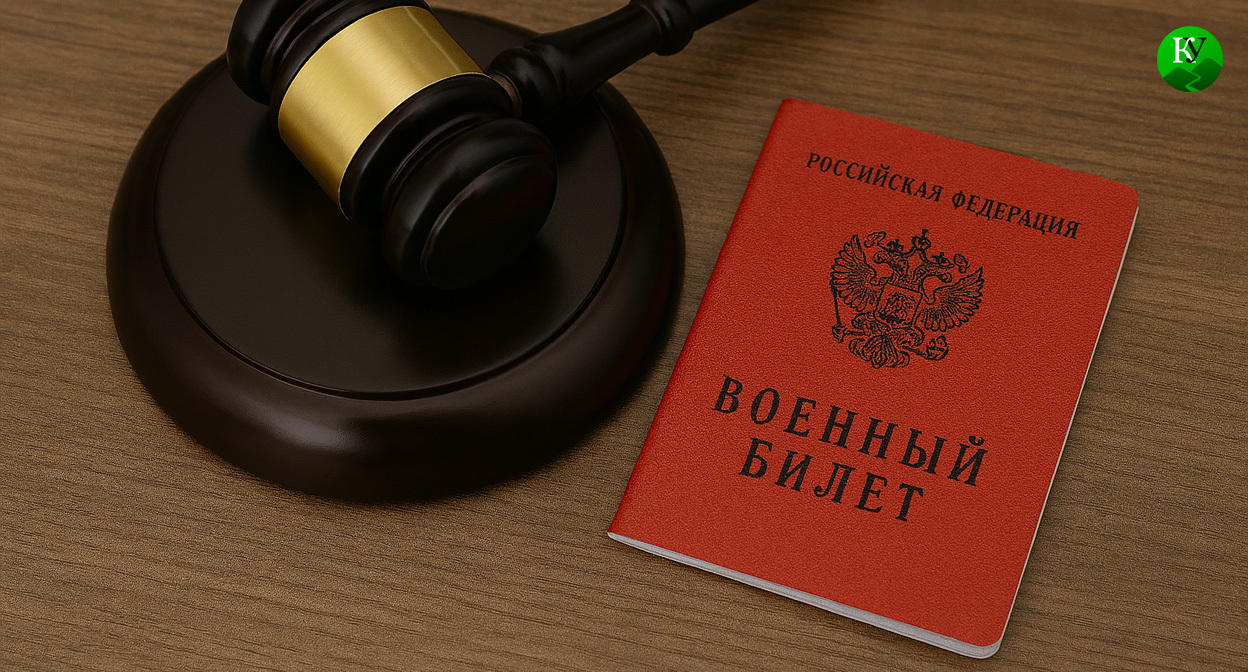 Суд и военный билет. Иллюстрация создана «Кавказским узлом» с помощью ИИ в программе Copilot