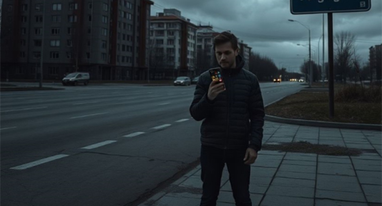 Мужчина с мобильным телефоном. Иллюстрация "Кавказского узла" созданная при помощи программы Copilot